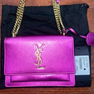 YSL PINK METALLIC CHAIN BAG